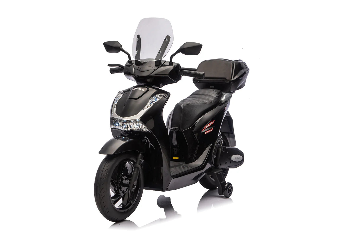 Scooter Elettrico per Bambini Licenza Ufficiale Honda SH125 12V con Ruote EVA e Sedile Pelle Nero