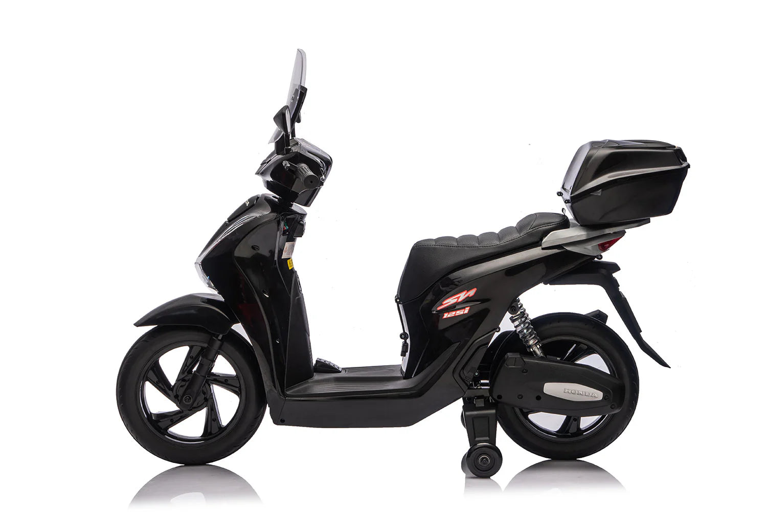 Scooter Elettrico per Bambini Licenza Ufficiale Honda SH125 12V con Ruote EVA e Sedile Pelle Nero