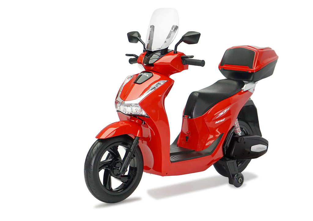 Scooter Elettrico per Bambini Licenza Ufficiale Honda SH125 12V con Ruote EVA e Sedile Pelle Rosso