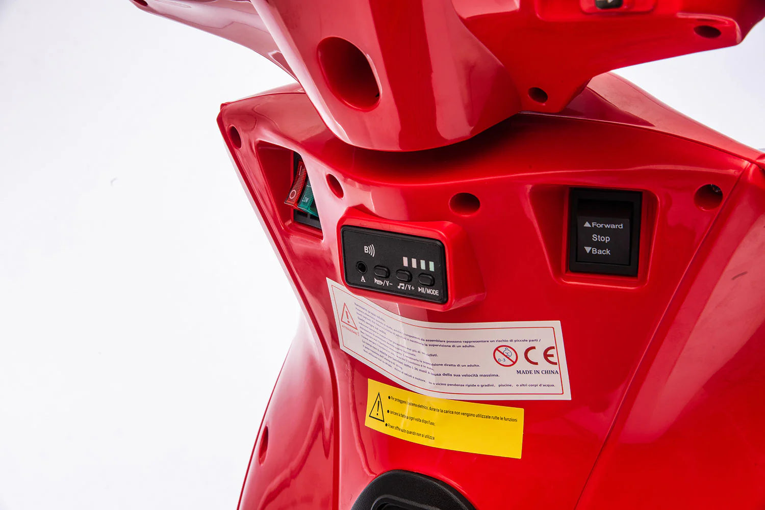 Scooter Elettrico per Bambini Licenza Ufficiale Honda SH125 12V con Ruote EVA e Sedile Pelle Rosso