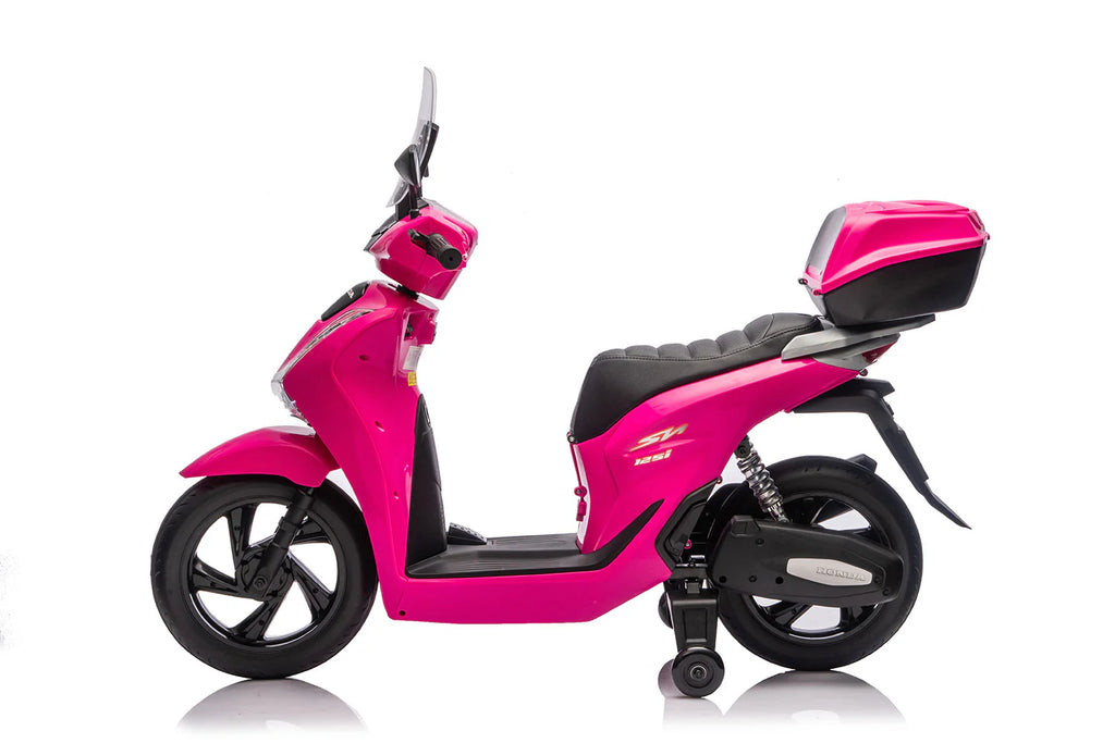 Scooter Elettrico per Bambini Licenza Ufficiale Honda SH125 12V con Ruote EVA e Sedile Pelle Rosa