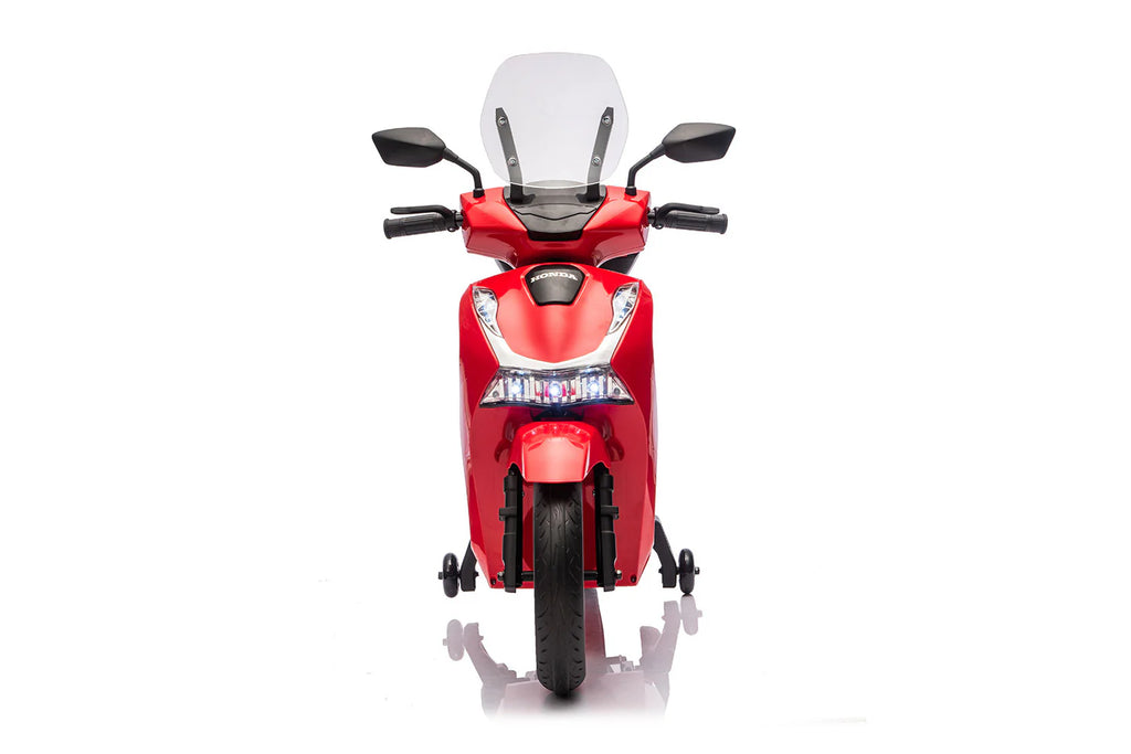 Scooter Elettrico per Bambini Licenza Ufficiale Honda SH125 12V con Ruote EVA e Sedile Pelle Rosso