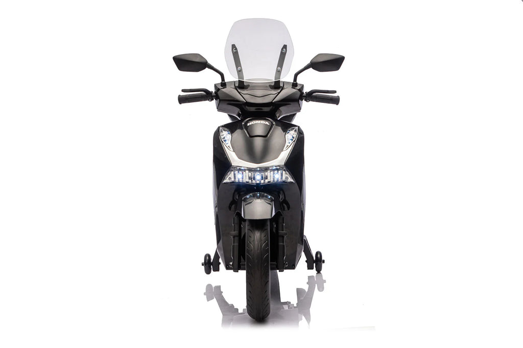 Scooter Elettrico per Bambini Licenza Ufficiale Honda SH125 12V con Ruote EVA e Sedile Pelle Nero