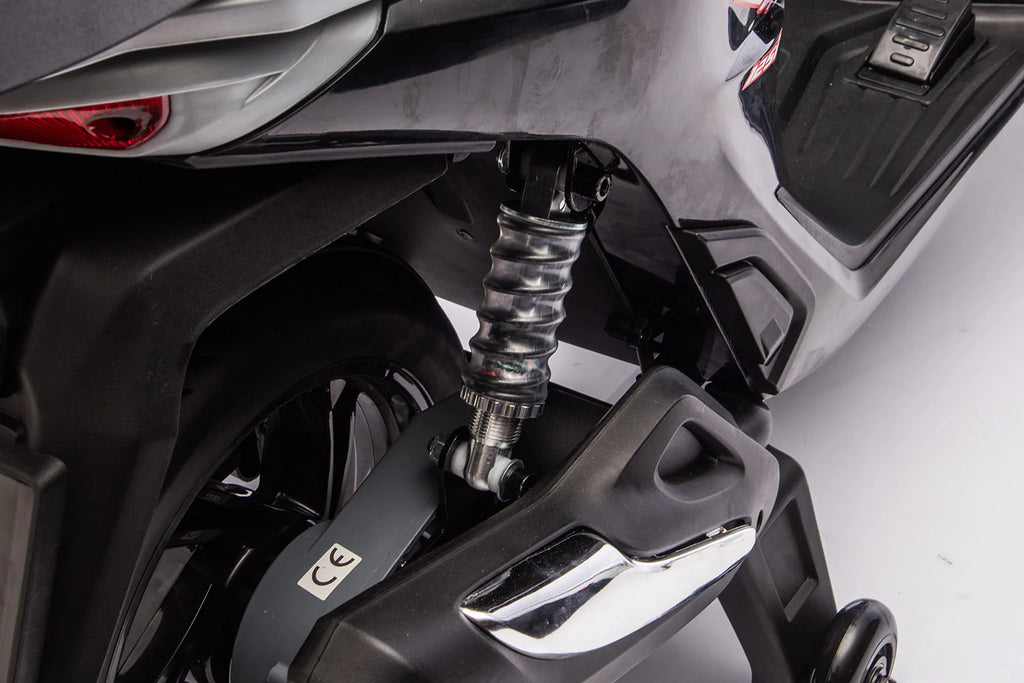 Scooter Elettrico per Bambini Licenza Ufficiale Honda SH125 12V con Ruote EVA e Sedile Pelle Nero