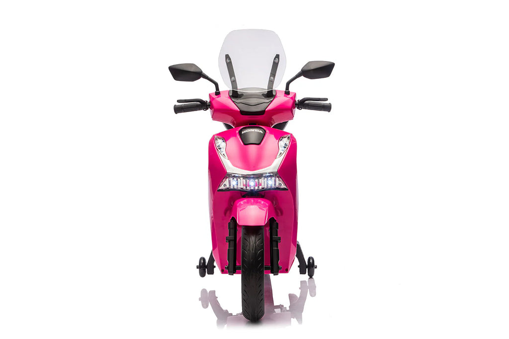 Scooter Elettrico per Bambini Licenza Ufficiale Honda SH125 12V con Ruote EVA e Sedile Pelle Rosa